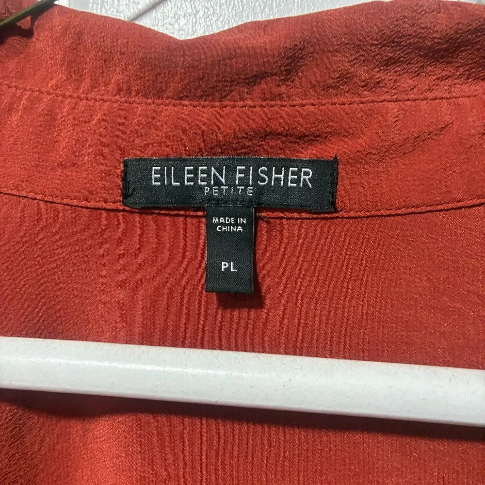 Eileen Fisher Top Women Sz PL Silk Crepe de Chine Drape Cowl Neck Roll Sleeves - Picture 4 of 10